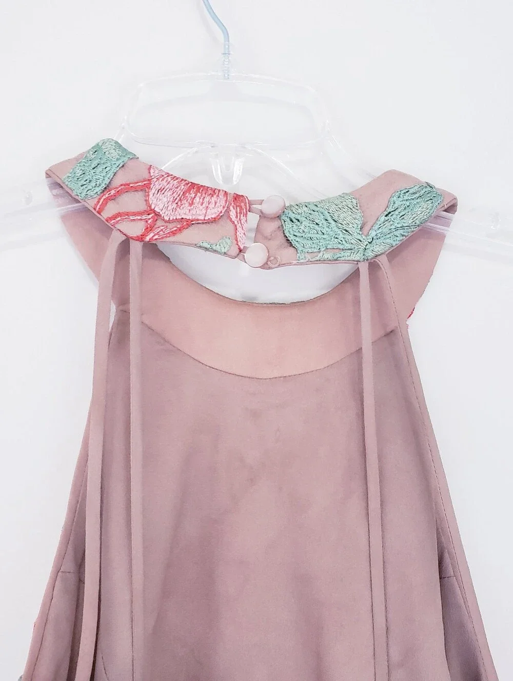 Dress The Population Abbie Floral Halter Dress Skater Coral Beige Lace Medium - Picture 7 of 11